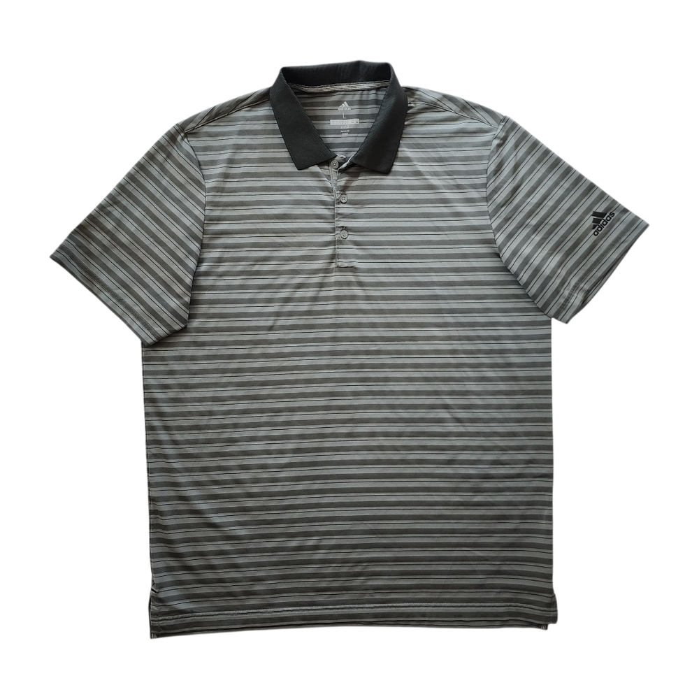Adidas Golf Performance Polo Shirt Men’s L Gray Striped Climalite RN88387